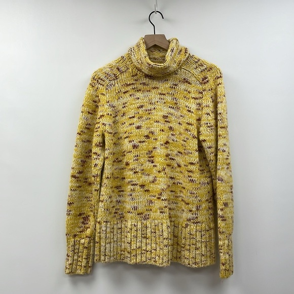 LOFT Lou & Grey Oversized Chunky Marled Knit Turtleneck Sweater Yellow XS - Picture 1 of 8